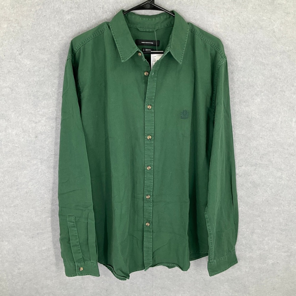 Urban Outfitters Green Button Down Shirt Cotton Mens Sz Large Long Sleeve